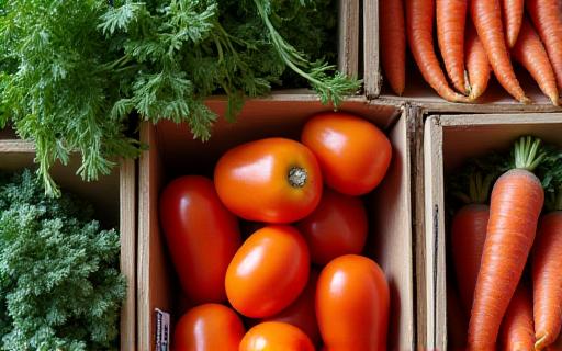 Fresh organic vegetables on display at The Golden Ratio Grocer